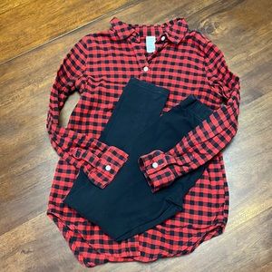 Carters Black and Red Checked Tunic Top with Matching Black Leggings - 8